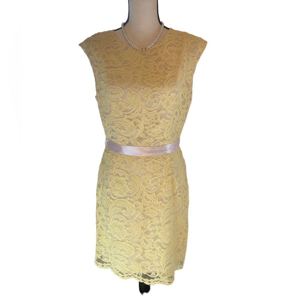 Luxology yellow lace dress sz 8